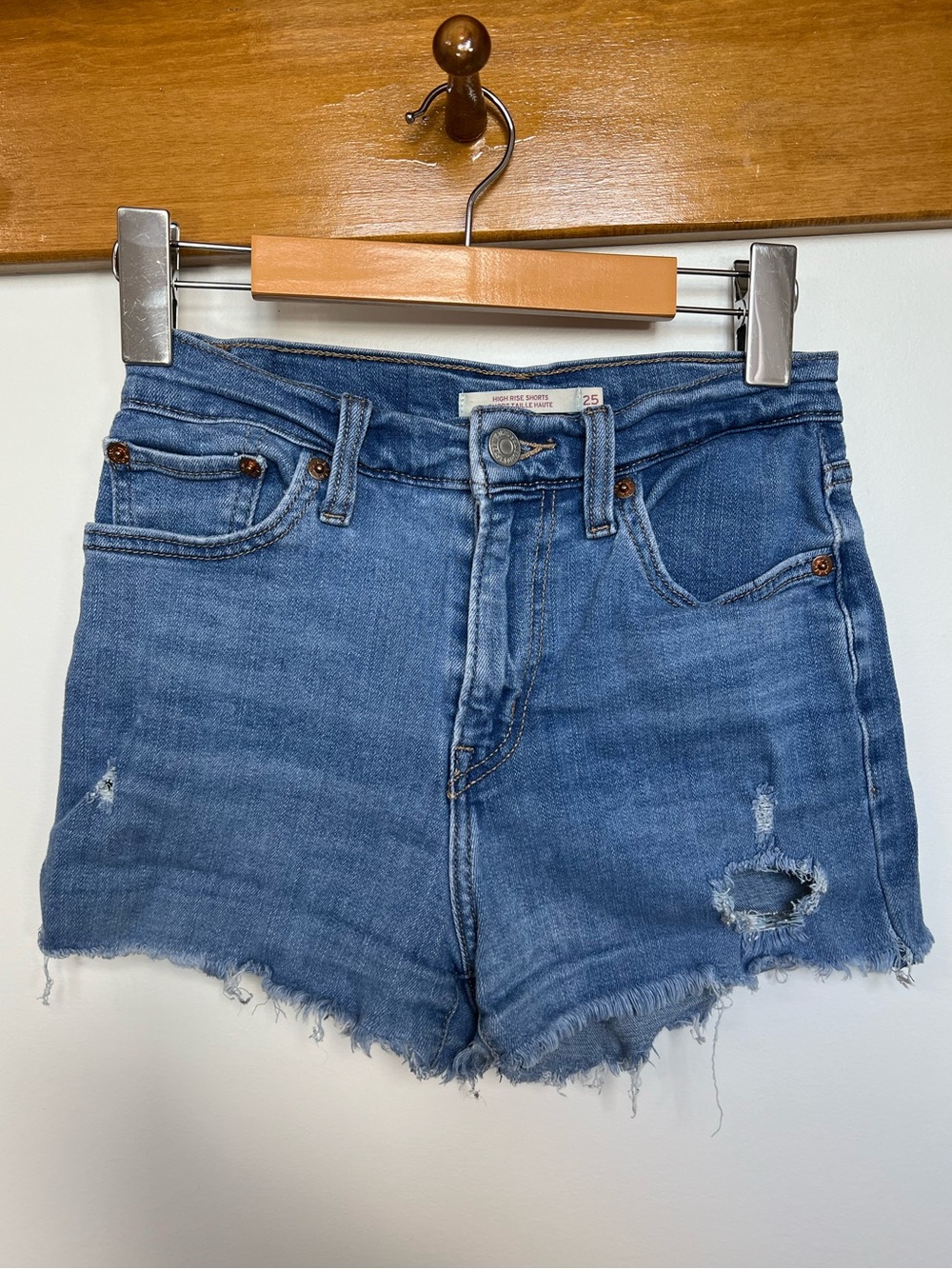 Levi's Distressed High-Rise Denim Shorts | 25